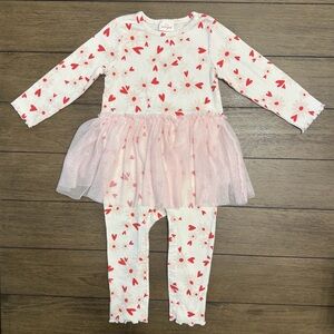 Cat & Jack Valentines Day Heart Print Tutu Romper Size 18M